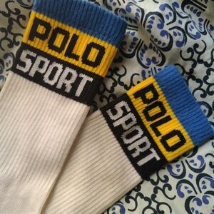 POLO By RALPH LAUREN -Blue and Yellow Athletic Socks ( Brand New,& Firm Price )